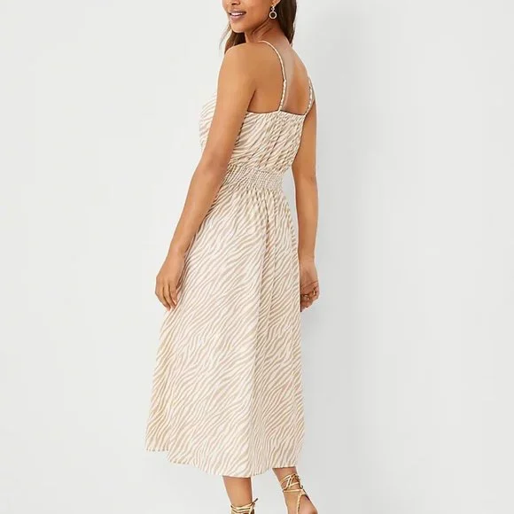 Zebra Stripe Square Neck Midi Flare Dress - Picture 2 of 10